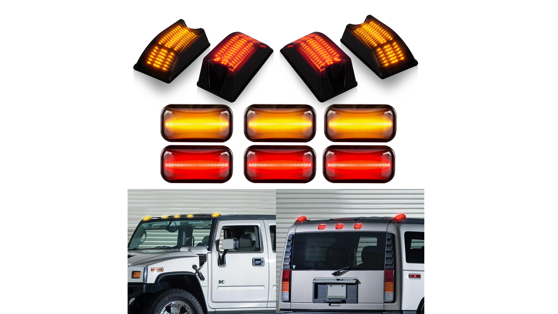 Amazon.com: KDM Smoked Lens Full Led Cab Roof Top Marker Lights
